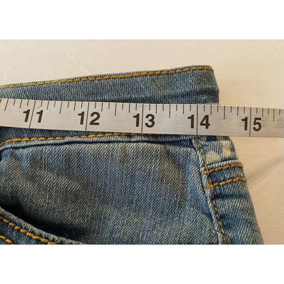 Revolution by Revolt Juniors Animal Blue Denim Raw Hem Cut Off Shorts Size 3 - Picture 5 of 9